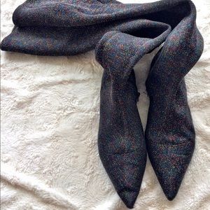 Zara OTK sock boots. Black multi colored boots.